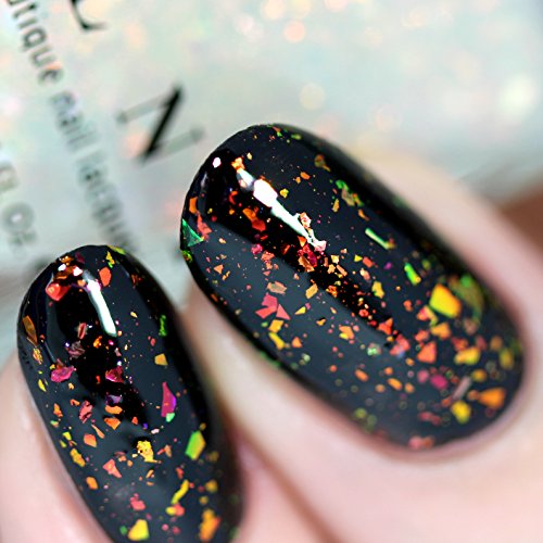 Image of ILNP Encore - Glowing Orange, Green Color Shifting Iridescent Flakie Topper Nail Polish