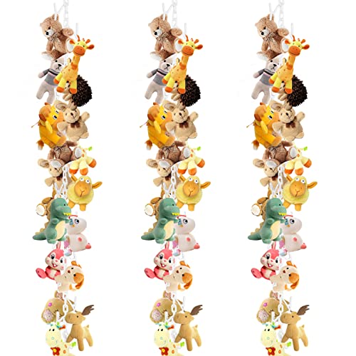 Kunststoff-Spielzeugketten-Organizer, Aufbewahrungskette mit 60 Clips, Stofftier-Aufbewahrung, Teddykette mit 3 Deckenhaken und 3 S-Haken zum Aufhängen von Plüschtieren, Hüten, Socken, Karten (weiß) Cover