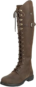 Leder Reitstiefel für Damen mit Polo-Schnürung. YKK-Reißverschluss mit Elastikeinsatz