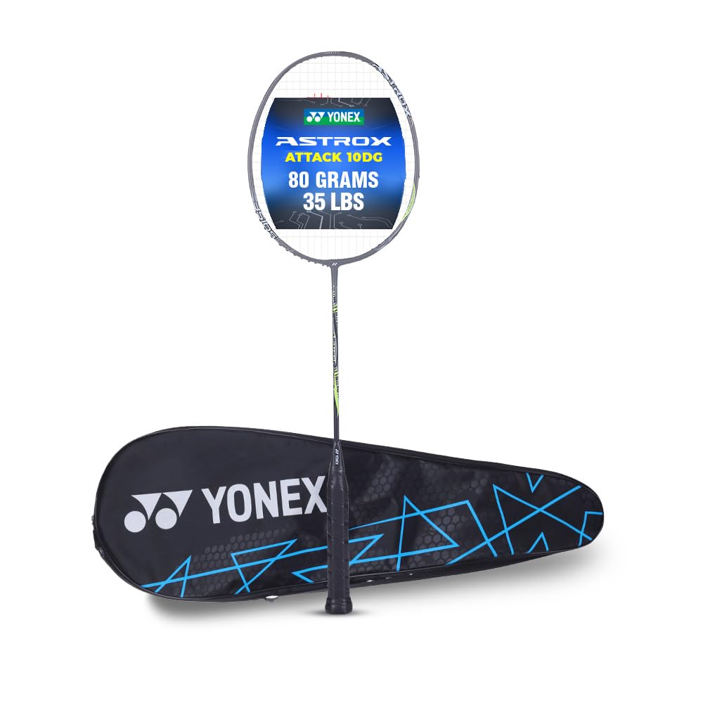 Yonex Astrox Attack 10DG - Racchetta da badminton ultra forte, realizzata in grafite giapponese, con corda e copertura completa (80 g, 14,5 kg, blu legione)
