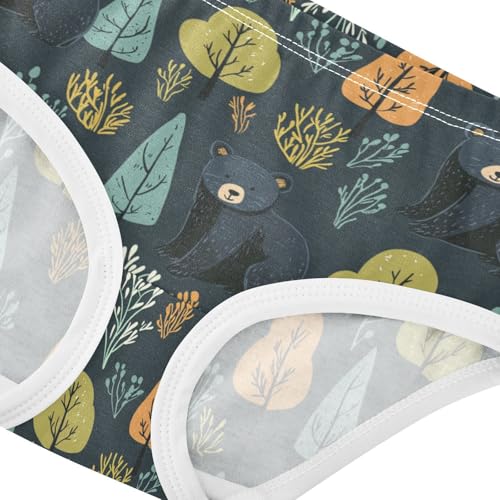 ZZKKO Cute Bear and Forest Tree Girls Underwear Toddler Panties for Girls Comfort Brief Size 2T-8Y3