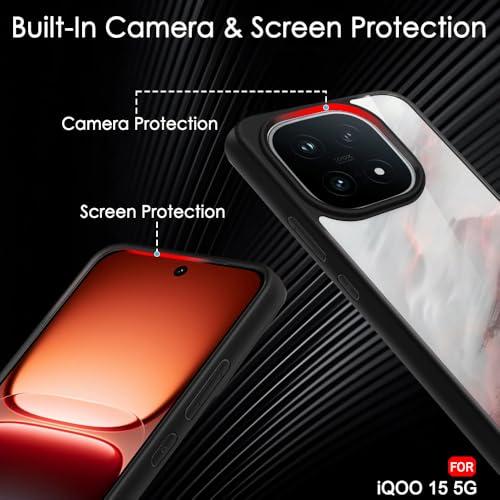 Image of TheGiftKart Ultra-Hybrid Shockproof Back Cover Case for iQOO 15 5G | Camera Protection Bump | Hard Back Cover Case for iQOO 15 5G (PC & TPU, Transparent Crystal Clear Back, Black Sides)