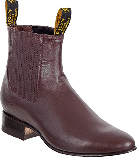 Mens Genuine Leather Classic Short Ankle Smooth Leather Cowboy Western Boot