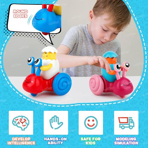 Image of Zest 4 Toyz Press and Go Toy Car for Kids Toys Push and Go Vehicle Press and Go Toys for Kids (Snail Theme) Birthday Gift for 1 Year+ (Pack of 2) Random Color Dispatch