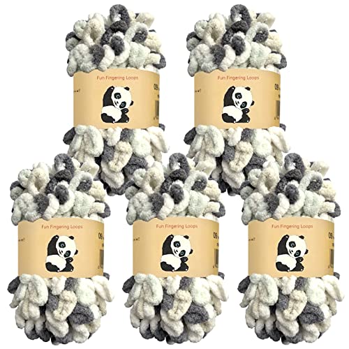 Image of Loop Yarn 5Packs,Shenlin Chunky Chenille Yarn for Hand Knitting Baby Blanket,Machine Washable Polyester Fluffy Thick Bulky Yarn for Scarfs,Craft Projects