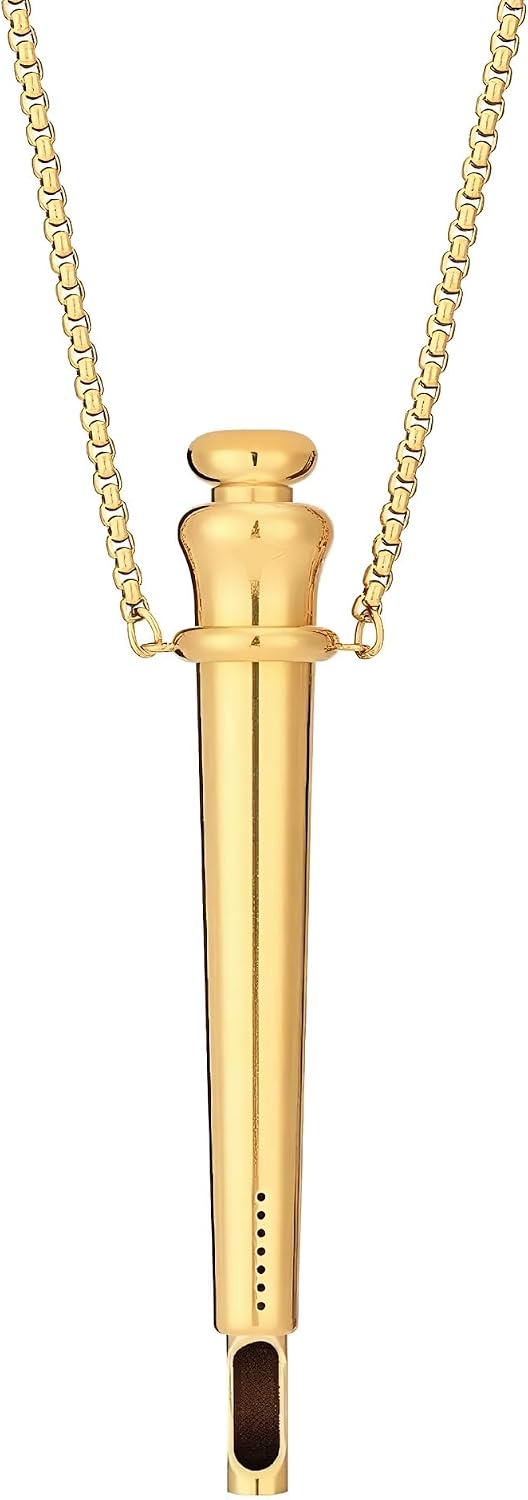 Mini Anxiety Breathing Spoon Pendant Necklace, Stash Necklace with Scoop（Gold）