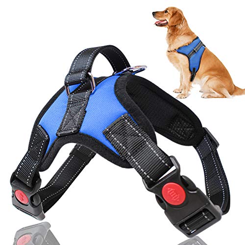 KINGLEAD Harnais pour chien - Harnais de sécurité pour chiot - Gilet pour chiens de grande taille et moyenne - Respirant - Réglable - Harnais rembourré Cover