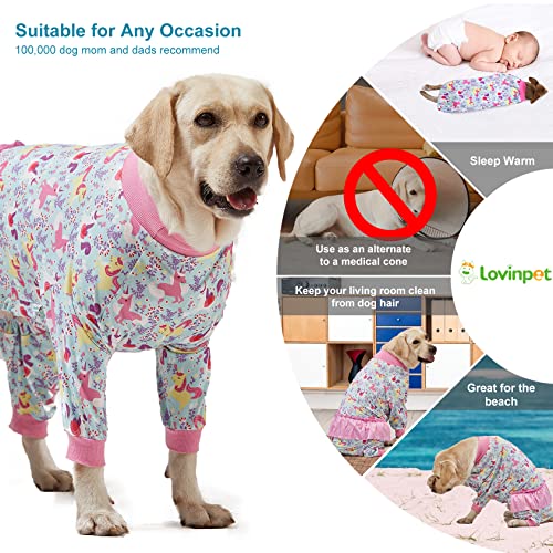 Lovinpet Large Breed Dog Pajamas Onesie - Lightweight Stretchy Knit Dog Jammies, Unicorn Seafoam Print Dog Pj's, Large Dog Onesie, Pet Pj's/Xxl #TOP3