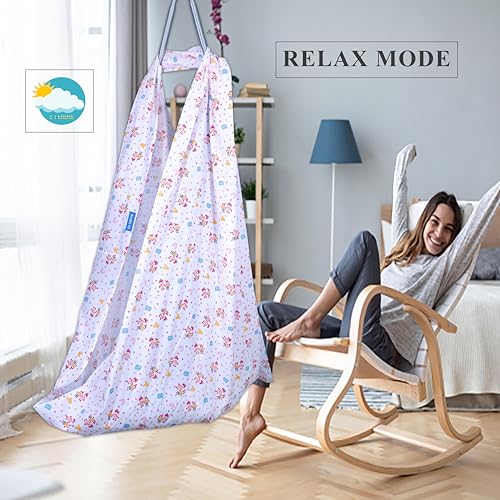 Image of Born Baby Hanging Swing Cradle Cotton thottil Cloth thuni for Babies Baby Boy's and Girl's Sleep Cotton Cloth Cradle /Zula / /Jhula /Jhoola /uyalalu for New Born Babies (White)
