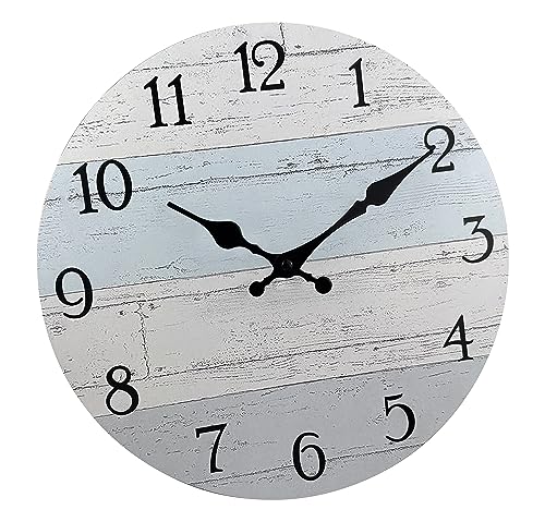 Plumeet Small Wall Clock, 10'' Frameless Wooden Wall Clocks with Silent Quartz Movement, Rustic Coastal Country Village Clock Decorative for Kitchen Bedroom Living Room - Image 6