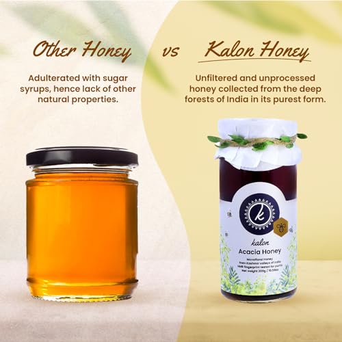 Image of KALON 100% Natural Acacia Honey | NMR Tested | No Added Sugar and Preservatives | Mild Flavour with Floral Aroma - 300 gm
