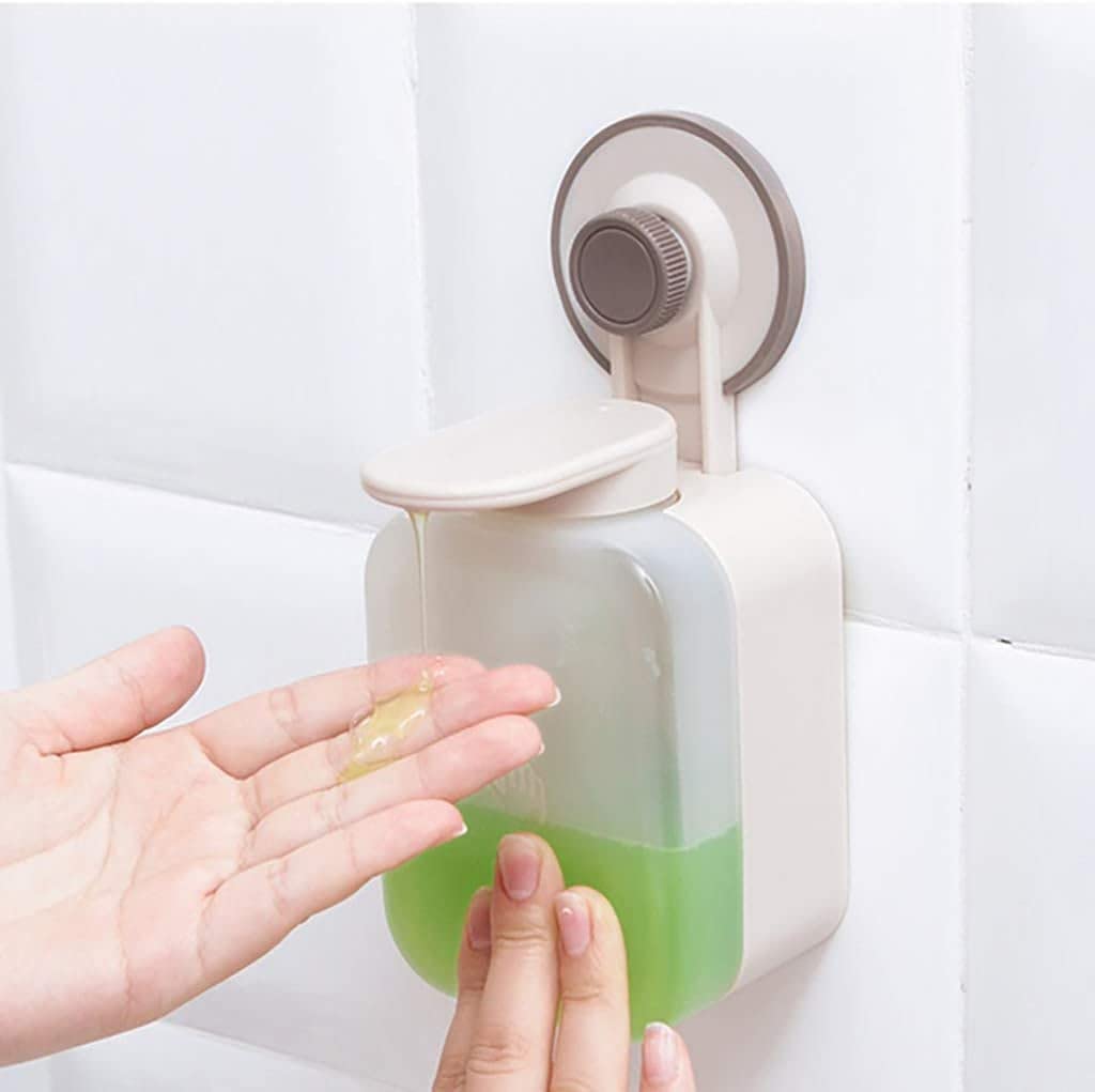 Dispenser di sapone in resina da parete per lavello della cucina e bagno, dispenser di sapone liquido ricaricabile con grande capacità (marrone)