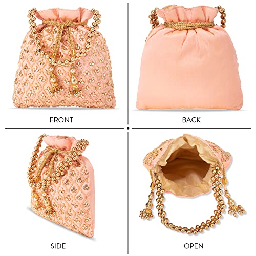 Image of Aheli Potli Purses Gift for Women Handmade Evening Handbag Stylish Bridal Fashion Wristlet
