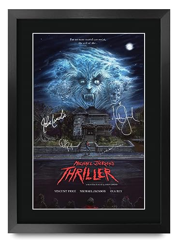 HWC Trading FR A3 Michael Jackson Thriller Video Cadeaux Imprimé Signé Autographe Photo pour les fans de musique - A3 Encadré