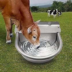 Dispensadores Automaticos Para Jabalies Svauoumu Bebedero para Caballos de Acero Inoxidable con VáLvula de Flotador de LatóN Ajustable de 1/2 ´´Y Orificios de Drenaje para Caballos, Vacas, Cerdos, Cabras, Ovejas, Bebederos para Perros