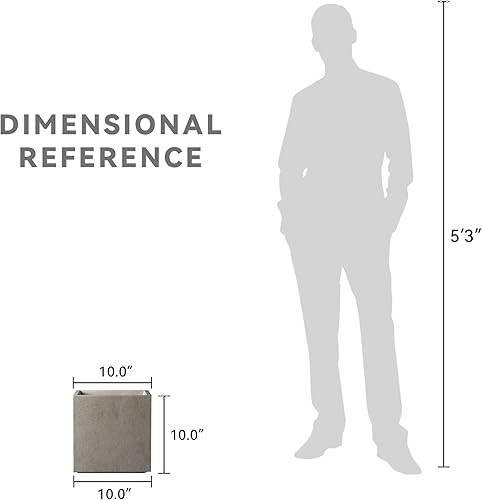 Miniatura 7 de Kante Maceta cuadrada de hormigón de 10 pulgadas para exteriores, interiores, patio, jardín, maceta grande con orificio de drenaje y tapón de goma,