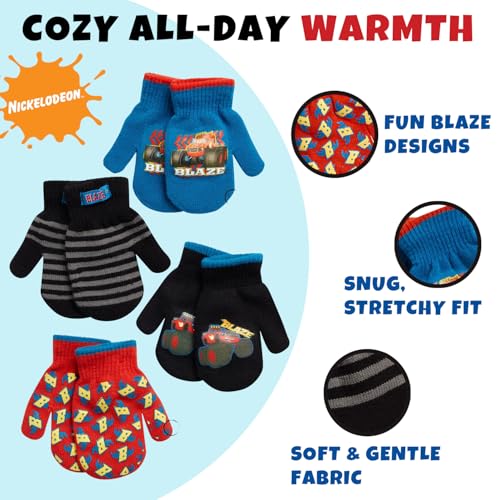 Image of Nickelodeon Boys 4 Pack Mitten or Glove Set: Paw Patrol and Blaze (Toddler /Little Boys)