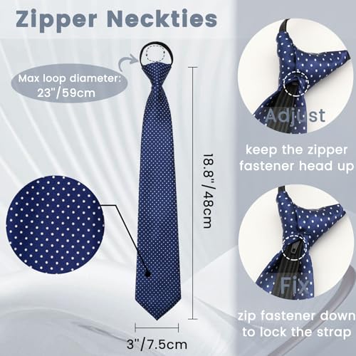 Image of Mens Tie Pre-tied Adjustable Men's Neckties, Zipper Ties for Men Accessories Business Wedding Party