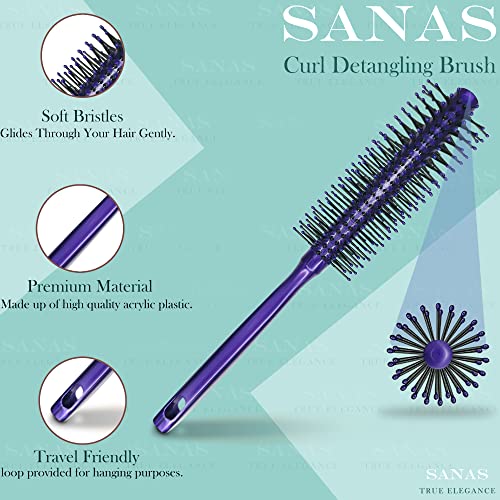 Image of Sanas Round Hair Styling Brush (1Pc) Soft Bristle Round Hair Brush Flexible Detangling Brush Roller Hair Brush Anti-Static Hair Brushes For Women (1Pc) (Assorted)