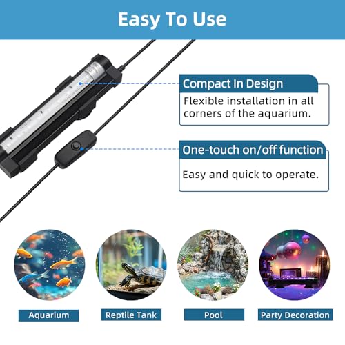 Image of DaToo Submersible Aquarium Light 30Inch Fish Tank Light Bubbler Wall with Air Bubble Hole IP68 Waterproof Color Changing Led Light for Freshwater and Saltwater Aquariums Fish Tanks