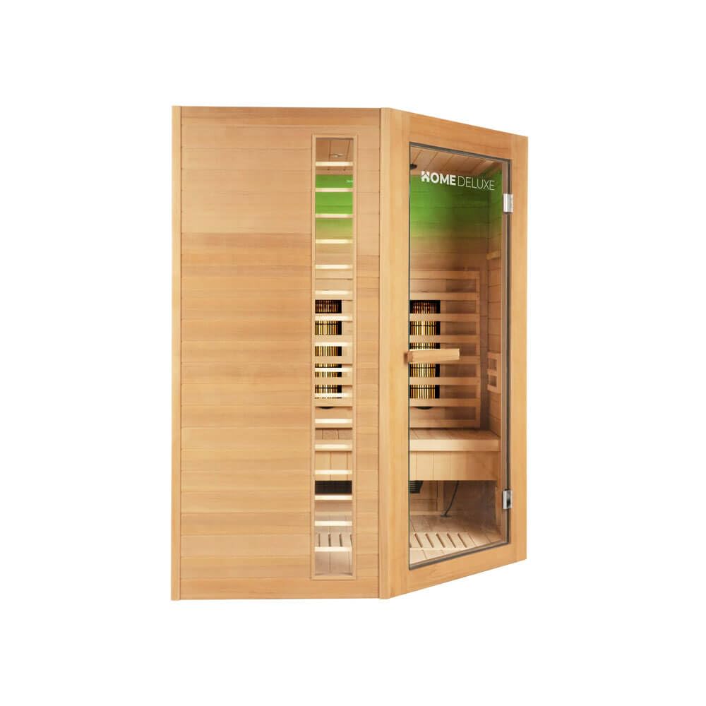 Home Deluxe – Cabine infrarouge – REDSUN XXL DELUXE -150 x 150 x 190 cm - pour 4 personnes, 7 radiateurs à spectre complet – Bois : pruche I Sauna infrarouge, sauna, cabine chauffante, infrarouge