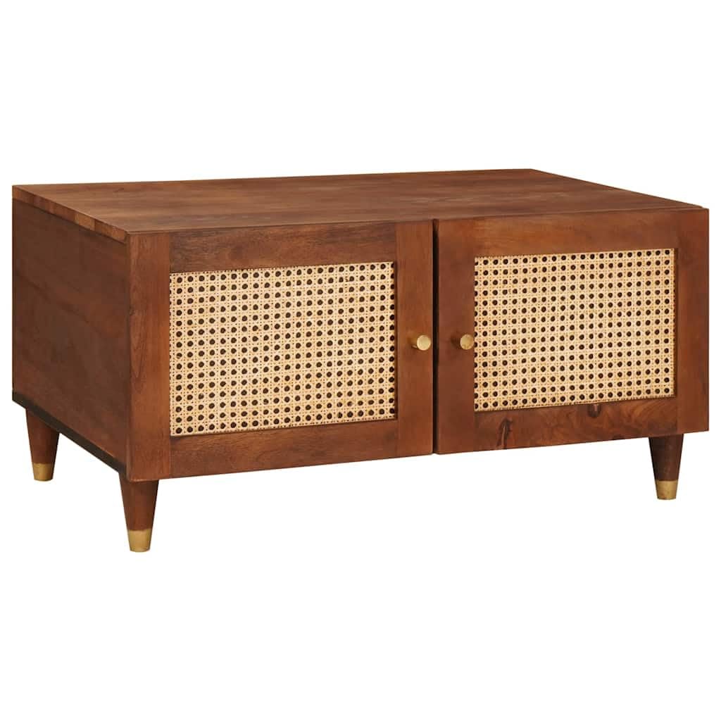 Table basse en manguier avec rangements pour un salon ordonné
