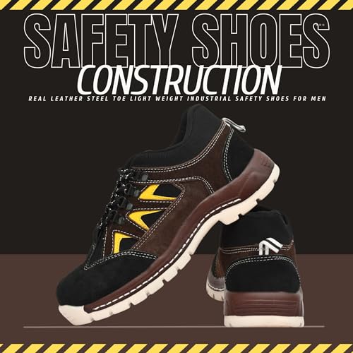 Image of Sagar International Men's Real Suede Leather Sport Safety with Steel Toe Light Weight Industrial Safety Shoes for Men