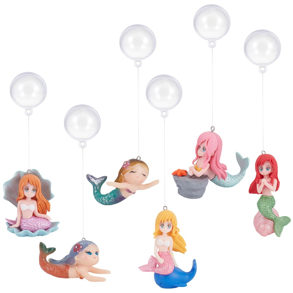 PLIGREAT 4 Pcs Floating Fish Tank Decorations, Cute Mermaid Aquarium Ornament Simulated Little Mermaid with Floating Device for Home Underwater World