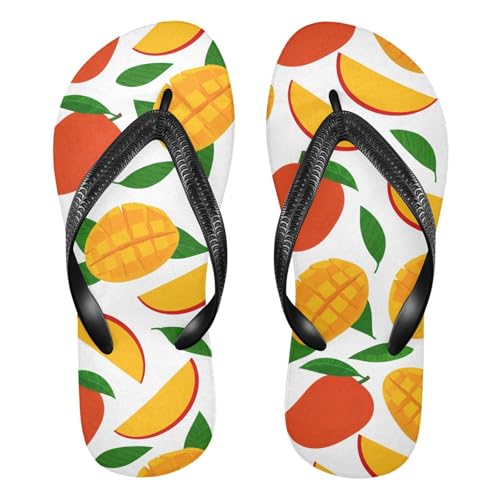 Mango Fruit White Flip Flops for Beach Thong Sandals Anti-slip Lightweight Shower Shoes for Summer Travel Swim