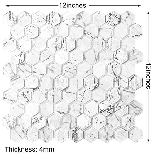 Parrotile Hexagon Tile Carrara White Glass Mosaic For Wall Backsplash Pt33 (Box Of 5 Sheets) #TOP2