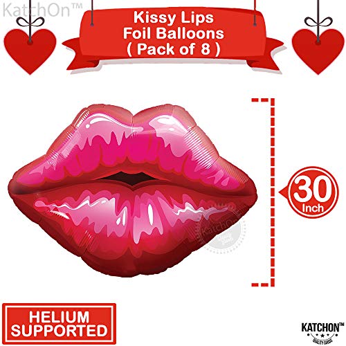 Image of KatchOn, Red Lip Balloons - 30 Inch, Pack of 8 | Kiss Balloons for Anniversary Party Decorations | Lips Foil Balloons for Bachelorette Party Decorations, Pride Decorations, Pride Month Decorations