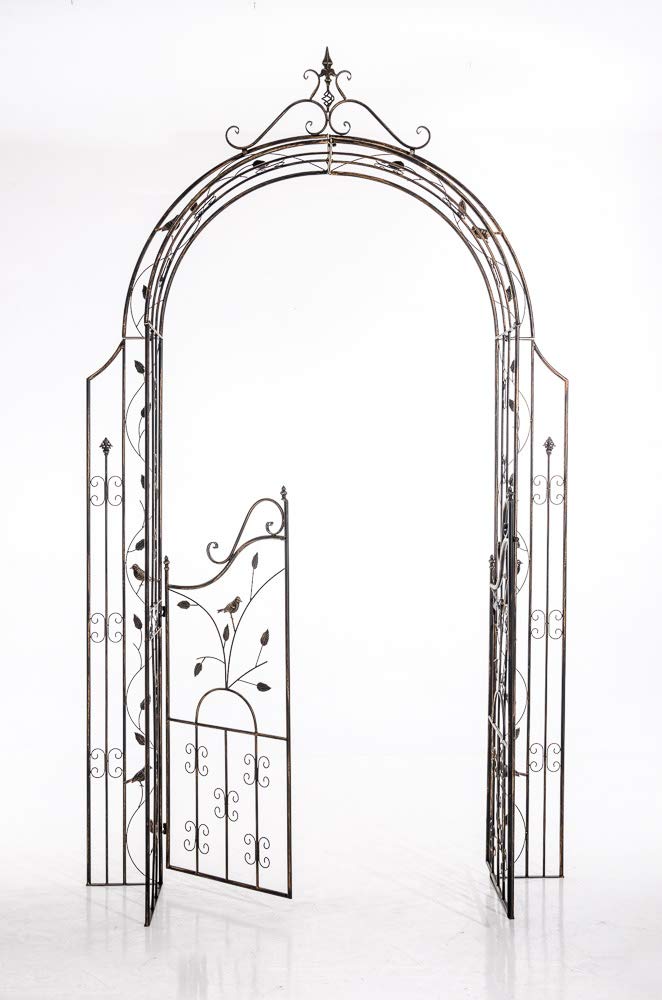 CLP Arche de Jardin avec Portillon Grenada - Support pour Plantes Grimpantes Arcades à Rosiers en Fer Forgé Robuste avec Porte - Couleur :, Couleur:Bronze