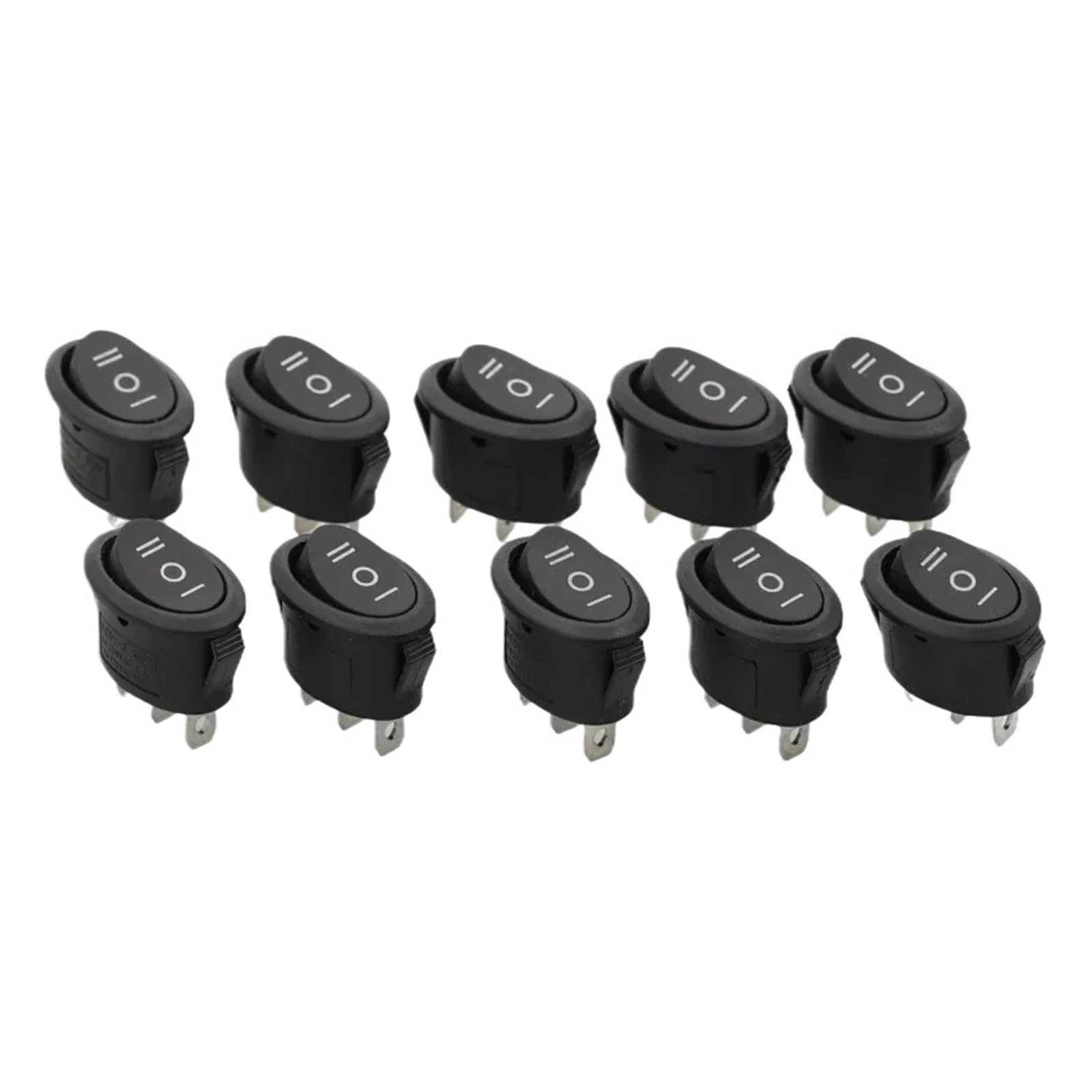 AUOQKQUT 10Pcs 3D3P-BLACK KCD1 Oval Rocker Switch 10A Power Switch 6A 250V 10A 125V ON-OFF-ON
