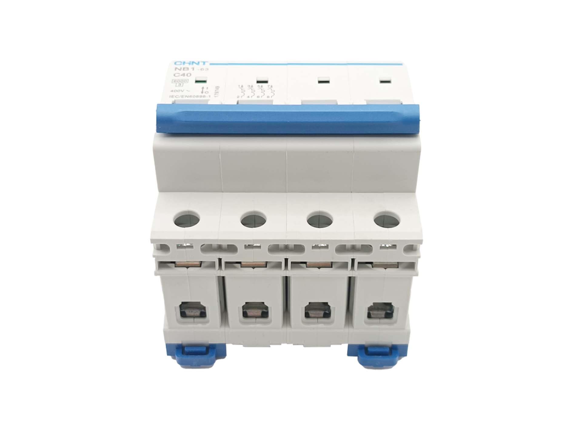 Chint - 40 Ampère Disjoncteur Modulaire NB1-63 C40A, 4 Pôles Courbe C， Disjoncteurs Électriques TC 4P 230/400V Pour Énergie Solaire et éolienne，Maison et Bureau, 40A
