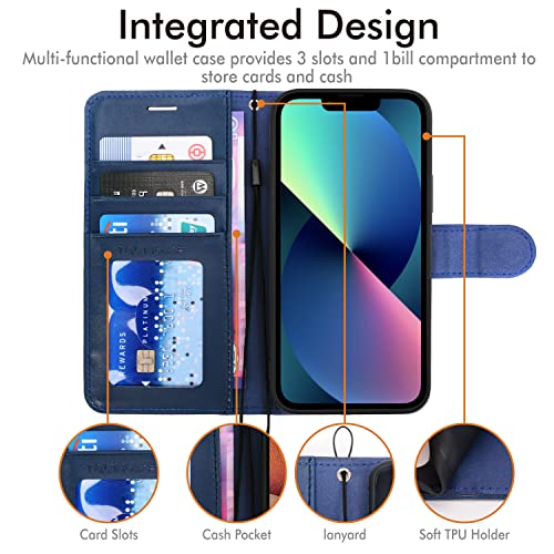 TECHGEAR iPhone 14 Plus Leather Wallet Case, Flip Protective Case Cover with Wallet Card Holder, Stand and Wrist Strap - Image 4