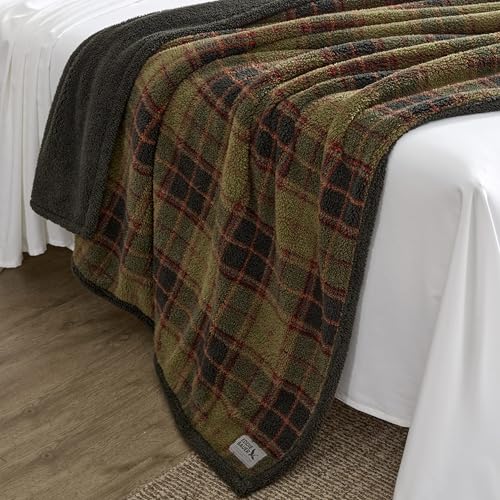 Image of Eddie Bauer - Oversized Throw Blanket 50x70, Reversible Plush Blanket for Couch or Bed, Plaid Room Decor (Broken Branch Grey)