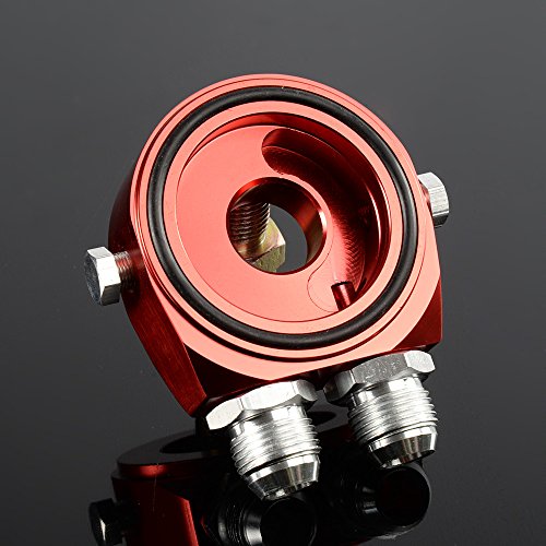 An10 Aluminum Oil Filter/Cooler Sandwich Block Adapter Gauge Sensor Plate Red #TOP4