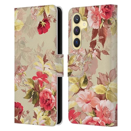 Funda para Samsung Galaxy S24 5G tipo libro que evita arañazos con diseño de flores