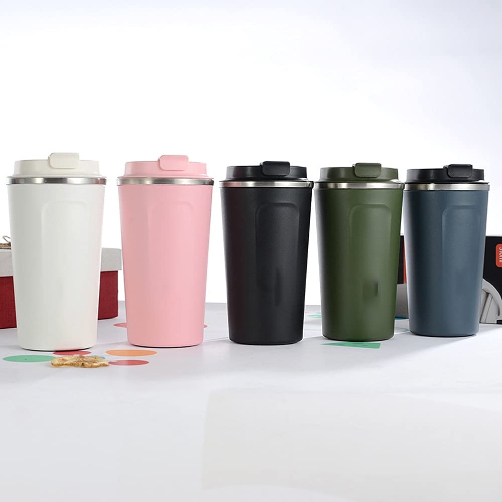 Flaschenwärmer, 510 ml tragbarer Edelstahl-Kaffee-Thermosbecher mit Strohhalm, Auto-Isolierflasche, Reise-Thermoflasche, Thermocup for Geschenke (Color : Black) (Color : Pink)