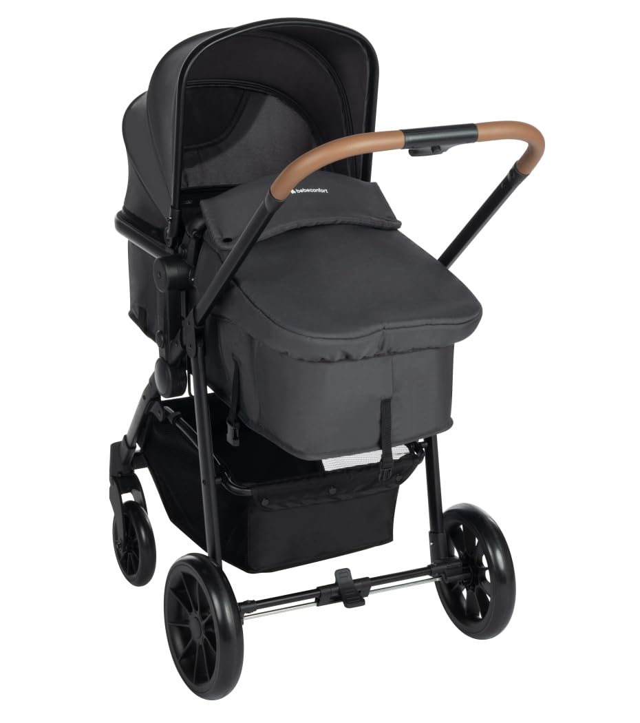 Bebeconfort Haze Trio, Rozwiązanie mobilności 3 w 1, 0-4 lata, maks. 22 kg, siedzisko 2 w 1, odwracalny i lekki wózek dziecięcy i-Size, kompaktowe składanie, pojemny kosz, Mineral Graphite