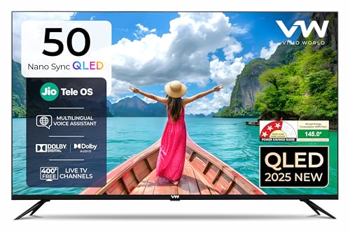 VW 127 cm (50 inches) Nano Sync Series 4K Ultra HD Smart JioTele OS QLED TV VW50JQ1 (Black)