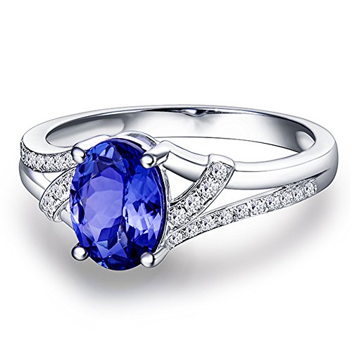 14K White Gold AAA Natural Tanzanite Diamond Ring Engagement Wedding Band for Women Promotion3