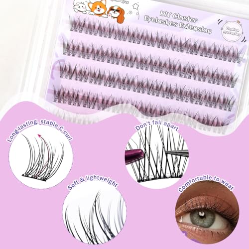 Image of MAYCREATE120Pcs Self Adhesive False Eyelash Clusters, No Glue Needed Wispy Natural Lash Extensions, Pre Cut Reusable Stick On Lashes for Beginners Sensitive Eyes Daily Makeup