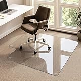 VSARHouse Irregular Tempered Glass Office Chair Mat with Lip, 53'x45' Glass Floor Mat for Carpets or Hard Floors, with Tabbed and Non-Slip Pads, Effortless Rolling, Thick 0.2'