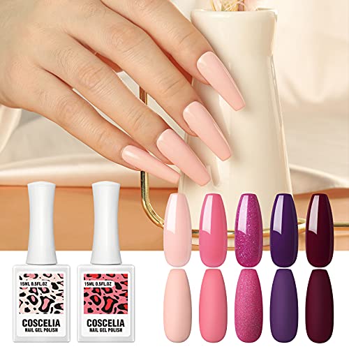 COSCELIA 5 * 15 ML UV Nail gel Set mit 110W UV/LED Nagellampe Set UV Gel Nail Polish Glitzer DIY Nagellack Nagel Kit – Bild 3