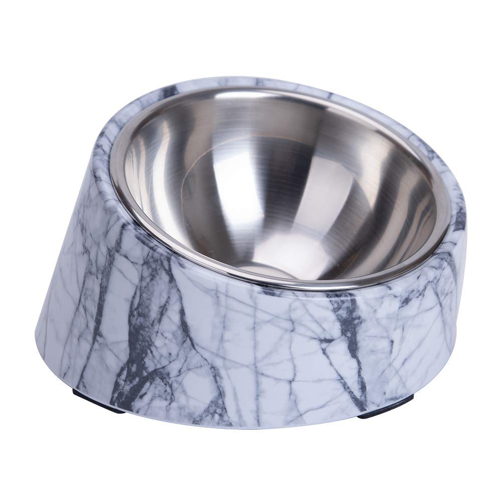 SUPER DESIGN Mess Free 15 Degree Slanted Bowl for Dogs and Cats 3 Cup Marble