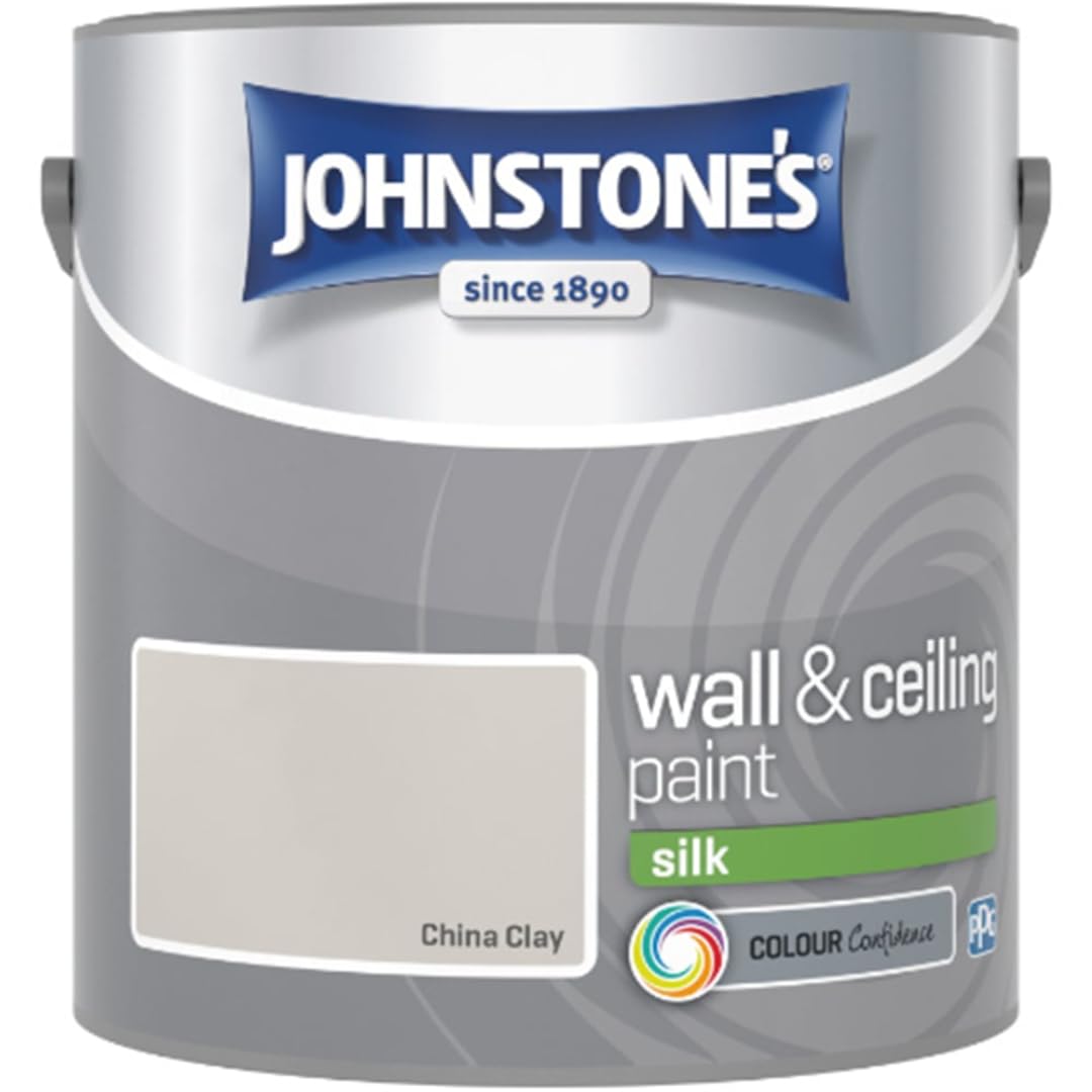 China Clay Johnstone’s Wall & Ceiling Silk Paint 2.5L – Smooth Silk Finish, Excellent Coverage, Quick Dry, Low Odour Interior Paint for Walls & Ceilings