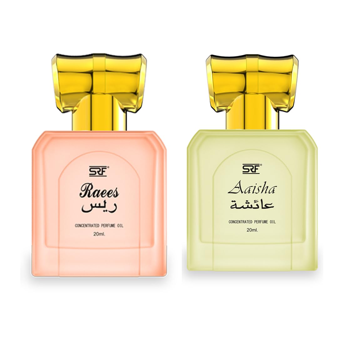 ramsons srf aaisha & srf raees concentrated perfume oil combo (pack of 2 x 20ml) | alcohol free |attar perfume roll on