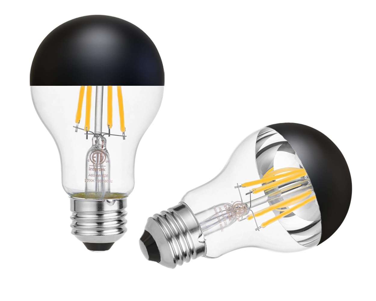 Vanpus LED Decorative Bulb - Flicker-Free, 2700K Warm White Light, E27 Base, CRI > 90, Black Semi-Electroplated Top Bulb, Dimmable (High Quality, 2-Pack)