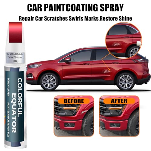 Image of D4 Rapid Red Metallic Tinted Clearcoat Touch Up Paint for Ford, Car Paint Pen Scratch Repair Two-In-One Touch Up Paint, Premium Car Scratch Remover for Deep Scratches